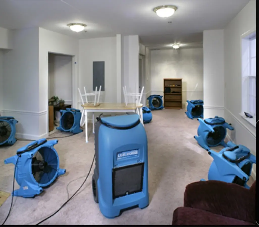 Air movers and dehumidifier setup for Water Extraction & Removal in Murray